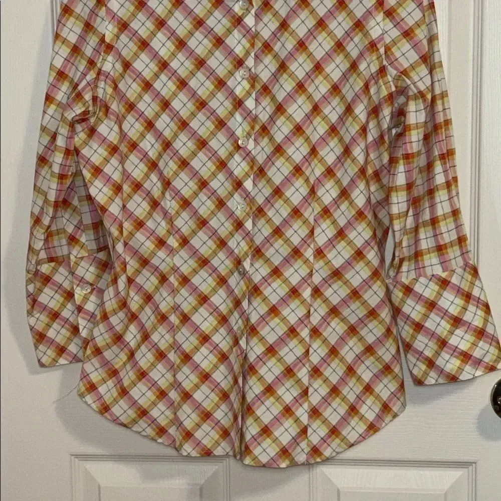 Farinaz Taghavi Orange & Yellow Plaid Button-Up Shirt, 10